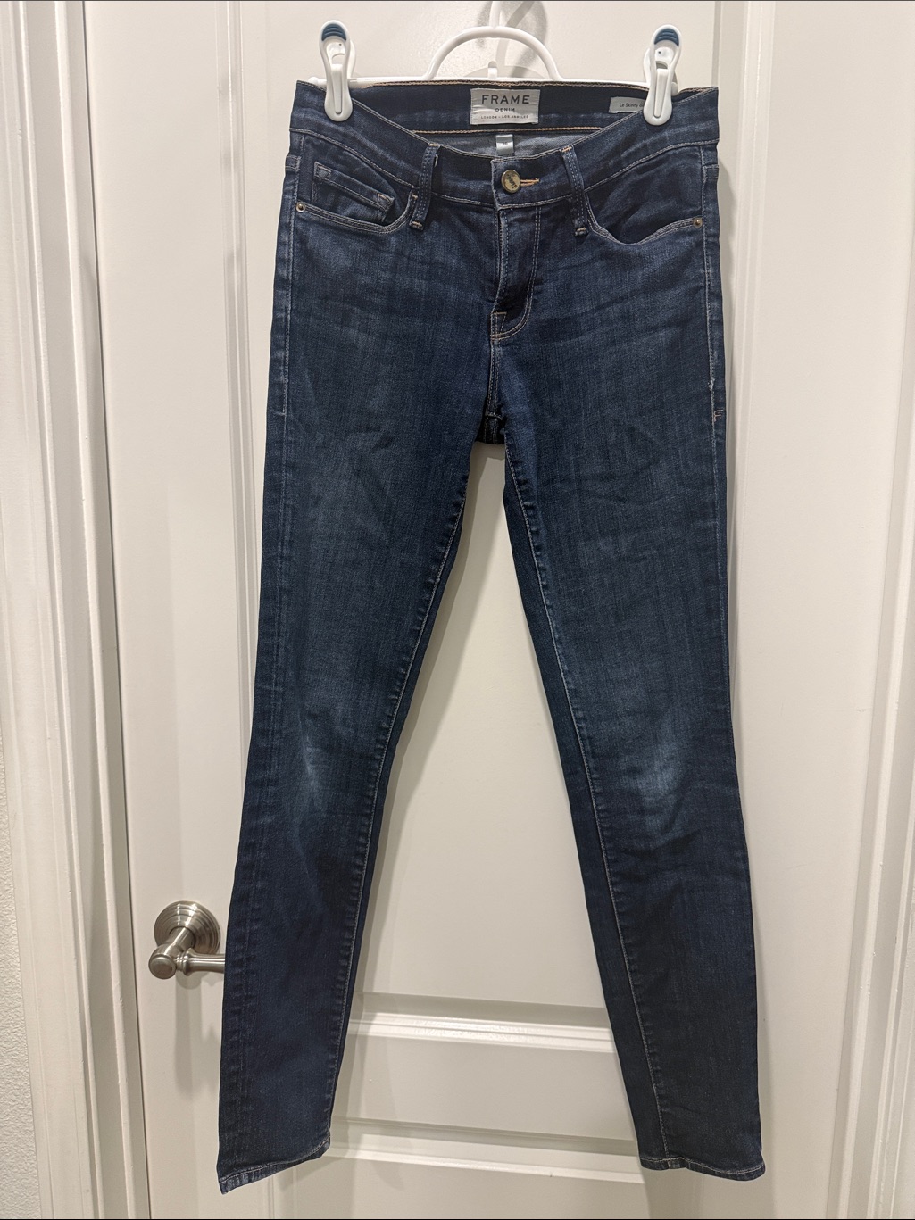 Frame Denim Deep Indigo Skinny Jeans - Dark Blue Wash